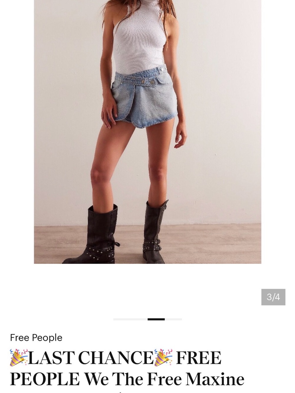Free People Light Blue Denim Wrap Mini Skort